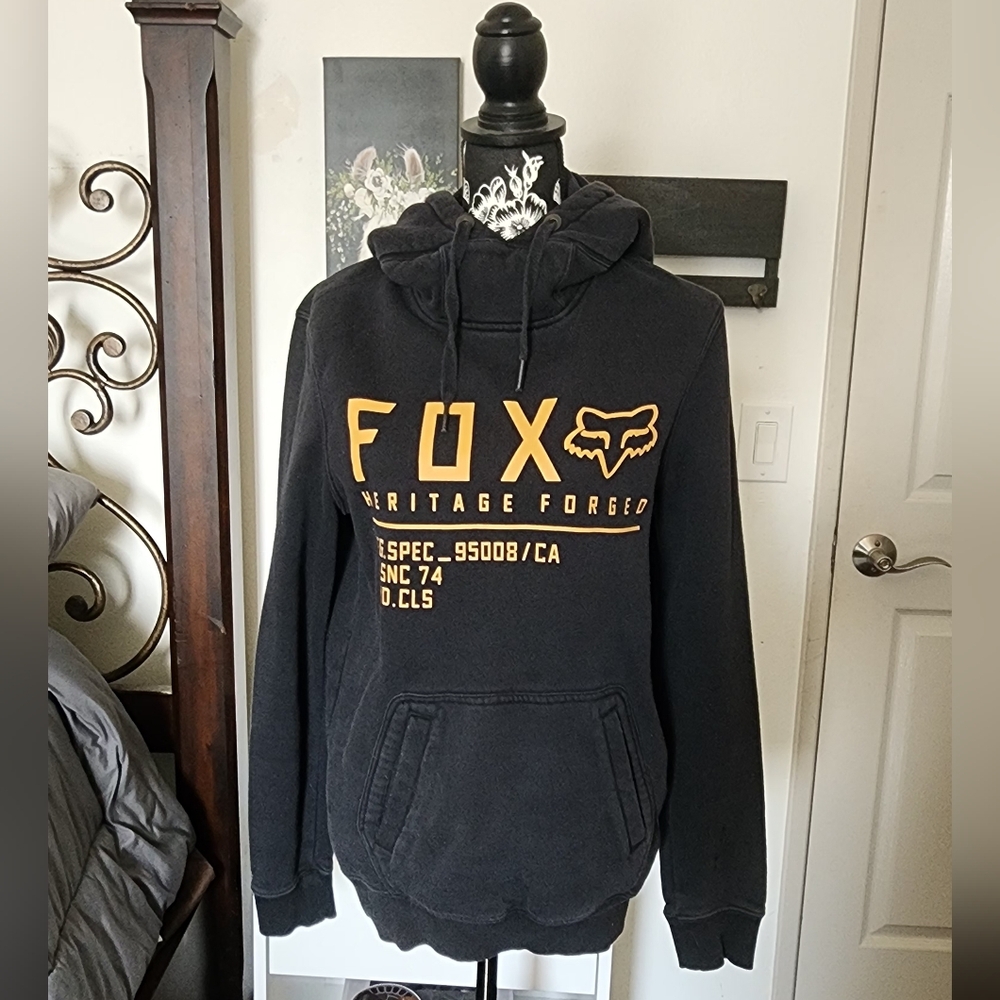 Fox Men's Black and Gold Hoodie